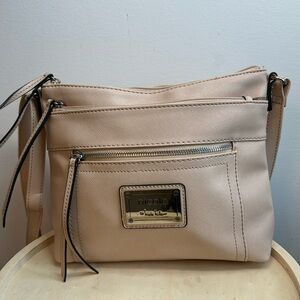 Tan Vinyl Nicole Miller Crossbody Bag